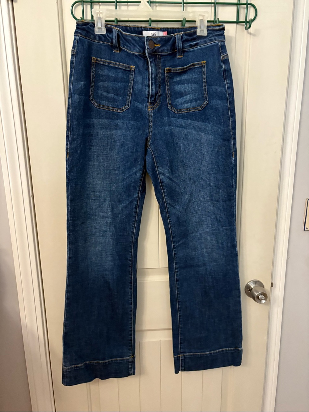 CAbi Women's Mid-Dark Blue Straight Leg Jeans